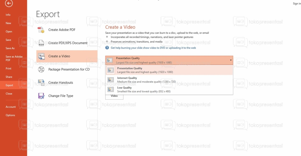 tokopresentasi.com tutorial konversi powerpoint ke video 7